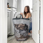 Goodpick Laundry Basket with Wheels, Large Rolling Laundry Hamper Slim Clothes Hampers with Removable Wash Bag Collapsible Dirty Clothes Basket with Lid, 100L, Gray - color: Gray, size: 100L (17.3"L x 13"W x 29.5"H)