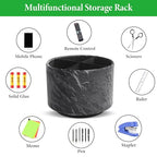 Hennaja Round Leather Art Supply Organizer,Remote Control Holder,360 Degree Spinning,Multi-Functional Pencil Holder,4 Compartments Desktop Stationary Organizer(1-Hill Black) - color: 1-Hill Black