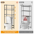Golpart 3-Tier Over-The-Toilet Storage Shelf,Heavy-Duty Adjustable Bathroom Rack with 2 Mesh Baskets,Toilet Paper Holder & Hooks,Space-Saving Organizer for Bathroom,10”D x 24”W x 66”H,Black - size: Black with Baskets-10"D x 24"W x 66"H