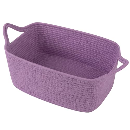 OIAHOMY Woven Basket, Gift Basket Empty with Gift Bags and Ribbons, Rope Baskets for Baby Showers, Storage Baskets with Handles for Nursery, Pet Toy Organizer - Lilac Purple - color: Lilac Purple, size: Medium: 13.5L*10W*6H