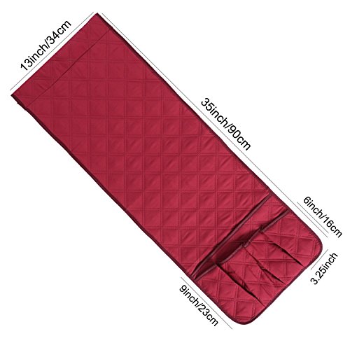 IPENNY Couch Sofa Armrest Organiser Chair TV Remote Holder Bed Storage Pocket Bag for Cellphone Tablet Notepad Book Magazines DVD Eyewears Drinker Snacks Holder Pouch - color: Red (5 pockets)