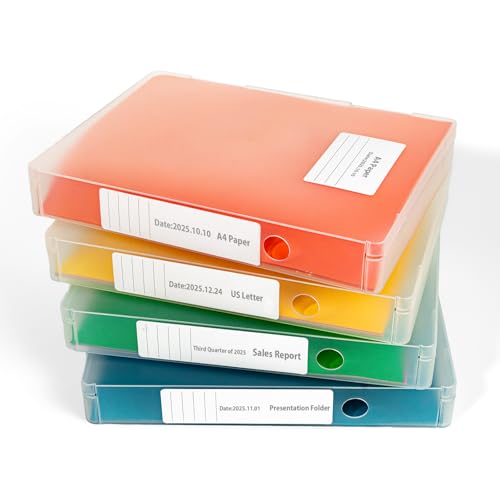 4 Packs A4 Paper Storage Boxes, 8.5 x 11 Plastic Portable Project Case for US Letter Size, Multi-Purpose Thick Scrapbook Storage Box for Office - size: 12.59 x 9.45 x 2 inches