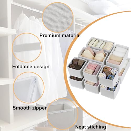 Fordonral Drawer Organizer Clothes, Foldable Fabric Dresser Organizer Closet Organizers and Storage Box for Underwear,Folded Clothes,Baby Clothing,Socks,Bra,Towels,Ties(6M+6S,White) - color: White, size: 6M+6S