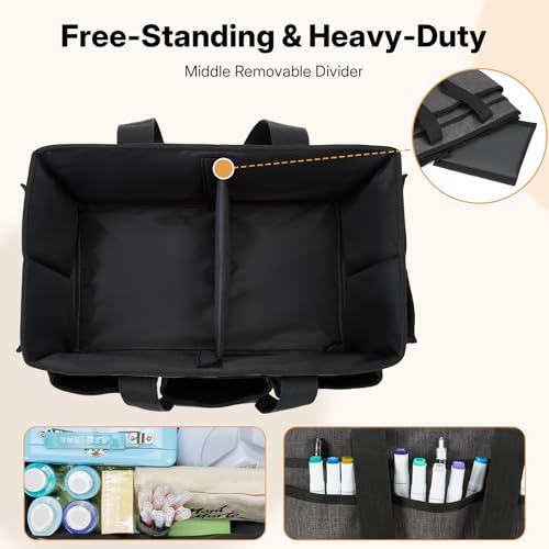 Craft Tote Bag, Art Organizer,Cleaning Supply Caddy, Carrying Bag with Handle for Multi-Purpose, Organizer Caddy for Pets (Gray) - color: Gray