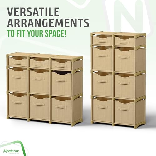 Cube Storage Organizer with Storage Bins Included - The Perfect Closet Organizers and Storage Solution. Includes 9 Storage Cubes, Great For Toy Storage, Closet Storage, Clothes Storage (Beige) - color: Beige, size: 9 Storage Cubes