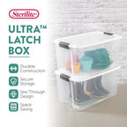 Sterilite 8-Pack 70 Quart Ultra Latch Box, Clear Storage Organizer Bins with Latching Lids - Stackable Plastic Containers for Home Organization in Garage, Attic, Basement, and Closet - size: 70 Quart