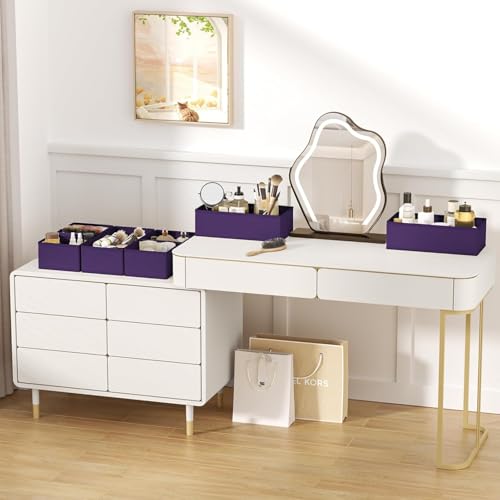 DIMJ Drawer Organizer Clothes - 24 Pack Closet Drawer Organizer Bins for Baby Clothes Storage, Fabric Dresser Organizer for Nursery Bedroom, Foldable Small Drawer Dividers for Underwear Socks - color: Purple, size: 24 Pack