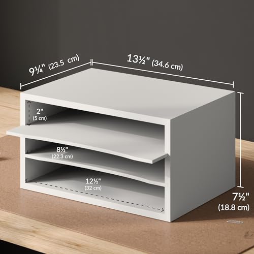 Ballucci Paper Organizer, 3-Tier Stackable Wood Desk Organizer, Document File Organizer and Mail Sorter with Adjustable Storage Shelves, White - color: White, size: 3 Tier Standard