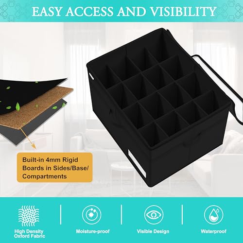 Luvhomee Shoe Storage Organizer, Fits 16 Pairs, Large Shoe Organizer Box for Closet, Clear Foldable Shoes Containers w/Bottom Support, Space Saving Shoe Cubby Storage Boxes w/Reinforced Handles, Black - color: Black, size: 21"L x 16½"W x 13"H