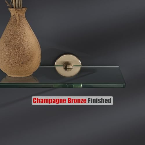 JQK Bathroom Glass Shelf, Tempered Glass Shower Storage 12 by 5 inches, 304 Stainless Steel Champagne Bronze Wall Mount, TGS101L12-CB - color: Champagne Bronze, size: 12 Inch (1 Pack)