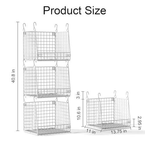 PUPPYCUTE 3 Pack Laundry Room Organization and Storage, Hanging Wire Basket for Laundry Closet Wire Shelves, Laundry Closet Organizers and Storage Basket, Heightened Version - size: For wire shelving-3 pcs extended