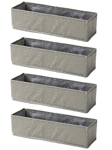 Slim Little Bins for Organizing Socks, Underwear and Bras in Drawers, Set of 4, 13x4x3, Gray