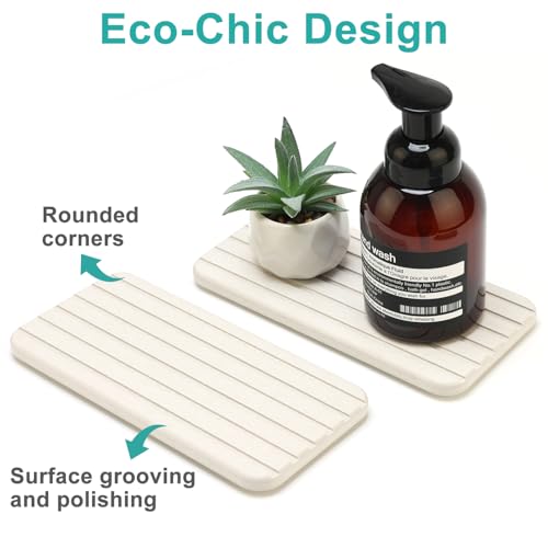 Diatomite Stone Drying Trays for Sink Bathroom Sink Tray Kitchen Counter Soap Dish Quick Drying Stone Mat for Kitchen Sink Diatomaceous Earth Tray Coaster Water Absorbing Stone Bathroom Trays - color: Light Grey Diatomite