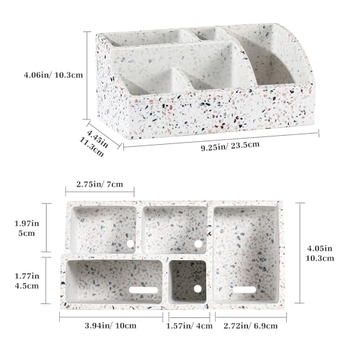 Luxspire Bathroom Counter Organizer, Toothbrush Holder for Bathroom 5 Slot, Large Bathroom Countertop Organizer Storage Bathroom Accessories for Toothbrush Toothpaste, Terrazzo - color: Terrazzo, size: 5 Slots