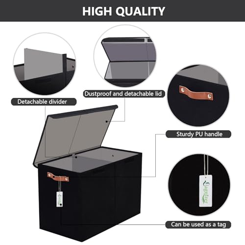 Bagnizer Large Toy Storage Box with Lids, Collapsible Sturdy Baby Storage Organizer Chest Bin Basket for Kids, Boys, Girls, Playroom, Nursery, Bedroom, Closet 25"x13"x16" (Black) - color: Black
