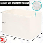 MINTWOOD Design 112L Extra Large Blanket Basket Holder Living Room, 25"x17"x16" Rectangle Rope Woven Storage Basket with Handles for Laundry, Towels, Shoes, Dog Toy Organizer Bin Box, Creamy White - color: Creamy White