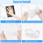Acrylic Corner Shower Caddy, Strong Adhesive Shower Organizer Clear Wall Mounted Bathroom Shelf No Drilling Basket Rack for Bathroom Kitchen Dorm Toilet