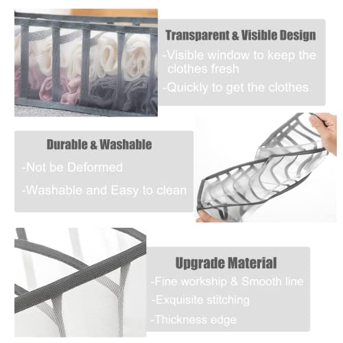 2PC Wardrobe Clothing Organizer Mesh Clothes Storage Organizers,6 Grids Closet Drawer Divides Storage Organization Box for Thin Jeans,T-shirts,Skirts,Dresses,Yoga pants,Jean Organizers for Closet