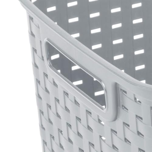 Sterilite 6-Pack Tall Weave Basket, Woven Plastic Storage Baskets for Organization, Cement Gray - Organizing Bin Containers with Handles for Bedroom, Bathroom, Dorm, Laundry Room, and Closet - size: 6 Pack