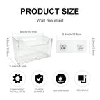2 Pack Self Adhesive Cabinet Door Organizer, Transparent Stackable Wall Mounted Organizer boxes, Storage Holder Basket for Kitchen, Bathroom, Pantry Organization and Countertops