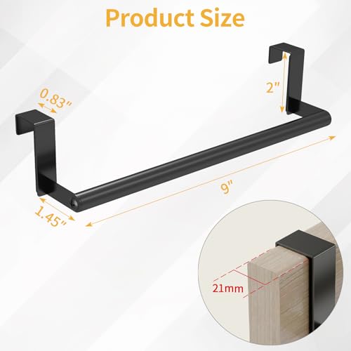 STWWO Over the Door Towel Rack, Kitchen Towel Holder Over Cabinet Door Towel Bar Stainless Steel for Cupboard for Kitchen Dish Towel Holder Hanger, 2 Pack (Black) - color: Black