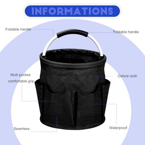 Cleaning Caddy for Cleaning Supplies,17L Cleaning Supply Caddy with Handle Foldable Cleaning Supplies Organizer Bucket Cleaning Products Organizers for Home, Garden (Black) - color: Black