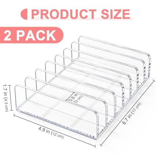 Vowcarol 2 Packs Acrylic Mail Organizer 7 Slots Cash Tray for Desk - 7 Slots File Organizer Clear Desktop Bill Divider Holder, Envelope Holder, Transparent Countertop Mail Holder