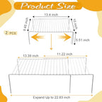 Kitchen Cabinet Expandable Shelf Organizers Set of 2, Adjustable Metal Wire Pantry Storage Shelves Rustproof Cupboard Spice Shelf Rack for Cupboard Countertop Pantry Drawer Utensils