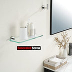 JQK Bathroom Glass Shelf Chrome, Tempered Glass Shower Storage 12 by 5 inches, 304 Stainless Steel Polished Chrome Wall Mount, TGS101L12-CH - color: Chrome, size: 12 Inch (1 Pack)