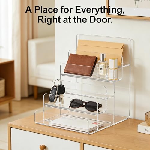 Cabilock 6-Tier Clear Acrylic Display Stand - Multi-Level Wallet Organizer for Sunglasses and Purse Display, Tiered Perfume & Cologne Stand for Men, Slim Riser for Artist Alley & Vendor Craft Show - size: 6 Tier Clear