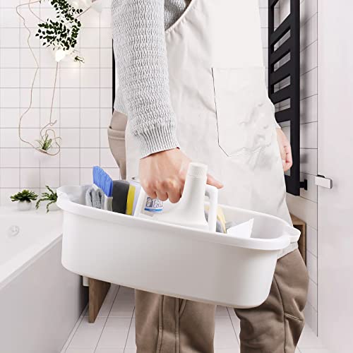 2-Pack Large White Cleaning Caddy for Cleaning Supplies with Handle - Portable Plastic Tote Organizer for Shower, Bathroom, Kitchen, Under Sink Storage - color: White