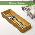 guiogc Bamboo Drawer Silverware Organizer, Utensil Organizer, Bamboo Storage Box Wood Silverware Tray for Drawer Set of 2 - size: 11.8" x 4" x 1.78"