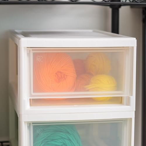 IRIS USA 6 Qt. Plastic Drawer Storage Organizer Stacking Drawers, 2-Pack, Stackable Unit with Sliding Drawer for Bedroom Kitchen Under Sink Pantry Craft Room Bathroom Dorm Office, White - size: 6 Qt., style: 2 Pack
