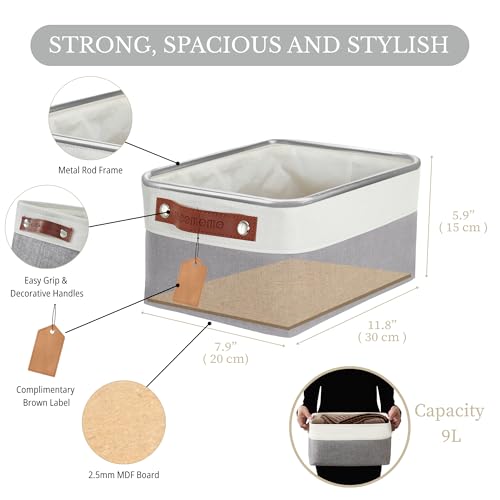 DECOMOMO Small Storage Basket, Closet Storage Bins, Baskets for Organizing Shelves (Grey & White, Small - 6 Pack) - color: Grey and White, size: Small/6P