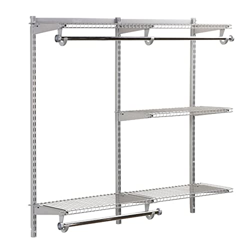 Rubbermaid Configurations Custom Closet Kit 4-8 Ft. Adjustable Metal Wire Shelving Titanium Finish Expandable Organization System Hardware Included for Home Closet/Pantry/Laundry/Mudroom - color: Titanium, size: 4-8 Feet