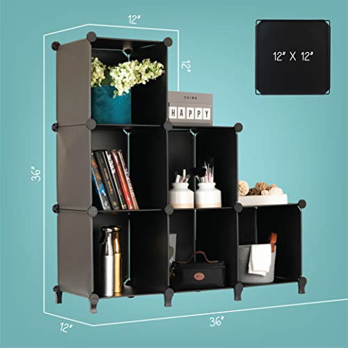 Homeries Cube Storage System – Modular DIY Plastic Closet Organizer Rack, Storage Shelves, Bookshelf, Bookcase for Bedroom, Office, Dorm Room, College, Living Room - Black (6-Cube) - size: Small