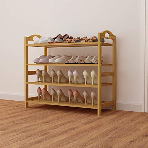 UDEAR Bamboo Shoe Rack 4-Tier Shoe Storage Organizer Entryway Shoe Shelf - size: 4-Tier