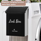 SUBEKYU Metal Magnetic Lint Bin for Laundry Room, Wall Mounted Lint Box Holder Trash Can with Lid for Dryer, Black - color: Black
