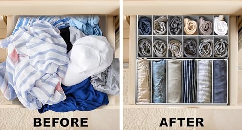 Simple Houseware Closet Underwear Organizer Drawer Divider Assorted 7 Pieces, Gray - color: Gray, size: 7 Pack