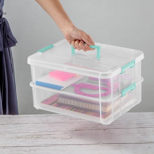STERILITE Convenient Home 2-Tier Layer Stack Carry Storage Box, Clear 12-Pack 12 X 1 - size: 12 Pack