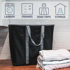 CleverMade Collapsible Laundry Caddy – Foldable Laundry Hamper & Tote, XXL 64L Pop-Up Laundry Basket with Handles, Space-Saving Laundry Organizer for Home & Travel, 2 Pack - Charcoal Gray - color: Charcoal Gray
