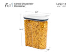 Felli Cereal Container Storage Airtight Holds 32 oz Family Size Breakfast Box with Flip Top Lid, Stackable Acrylic Dry Food Dispenser, Protein Granola Oats Grains, Crunch Keeper (Large 4.1Qt - 2pk)