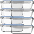 Razab 16 Pc (Set of 8) 30 Oz Glass Meal Prep Containers with Lids, Airtight Large Glass Food Storage Containers, Reusable Leak Proof BPA Free, Freezer to Oven and Dishwasher Safe - color: Baby Blue