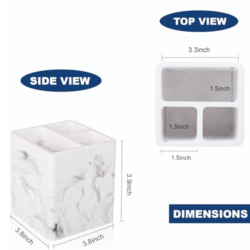 Diatomite Toothbrush Holders for Bathrooms, Electric Toothbrush and Toothpaste Holder 3 Slots Tooth Brush Organizer for Bathroom Countertop, Shower, Vanity - Marble White - color: Marble White