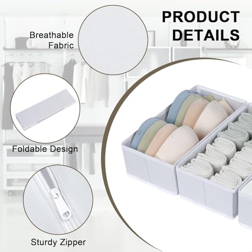 DIMJ Drawer Organizer Clothes 18 Pack - Foldable Baby Organizers and Storage & Dresser Organizer for Bedroom, Closet - Nursery Organization Dresser Dividers for underwear, Sock,Bra, Belt, Tie, White - color: White, size: 18 Pack