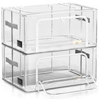 Sorbus Storage Bins with Metal Frame - Stackable & Foldable Clothes Organizer Bags - Clear Soft Plastic Storage Containers (2 Pack, Small) - size: Small, style: 2 Pack