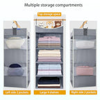 4-Shelf Hanging Closet Organizer and Storage with 4 Side Pockets, Collapsible Closet Hanging Shelves for Storage, Grey - size: 4-shelf