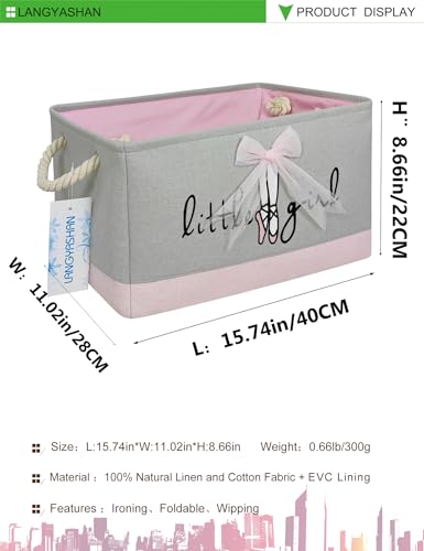 LANGYASHAN Rectangular Storage Bin Collapse Canvas Fabric Cartoon Storage Basket with Handles for Organizing Home Kitchen Boys and Girls Toys Office Closet Shelf Baskets (Rec lace) - color: Rectangle lace