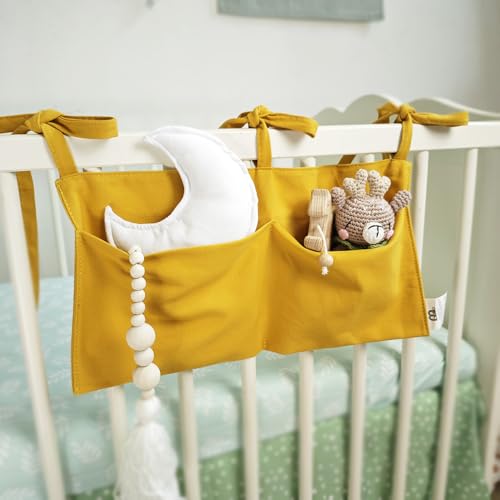 Baby Bedside Hanging Storage Bag - 2-Pocket Bedside Storage with High Capacity for Diapers & Essentials, Space-Saving Hanging Nursery Organizer 5 Colors Available (Ginger) - color: Ginger