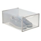 Simplify Set of 12 Stackable Shoe Boxes | Customizable | Fits Size 11 Shoes | Drop Front Design | Closet Storage | Sneakers | Heels | Clear and White - color: White